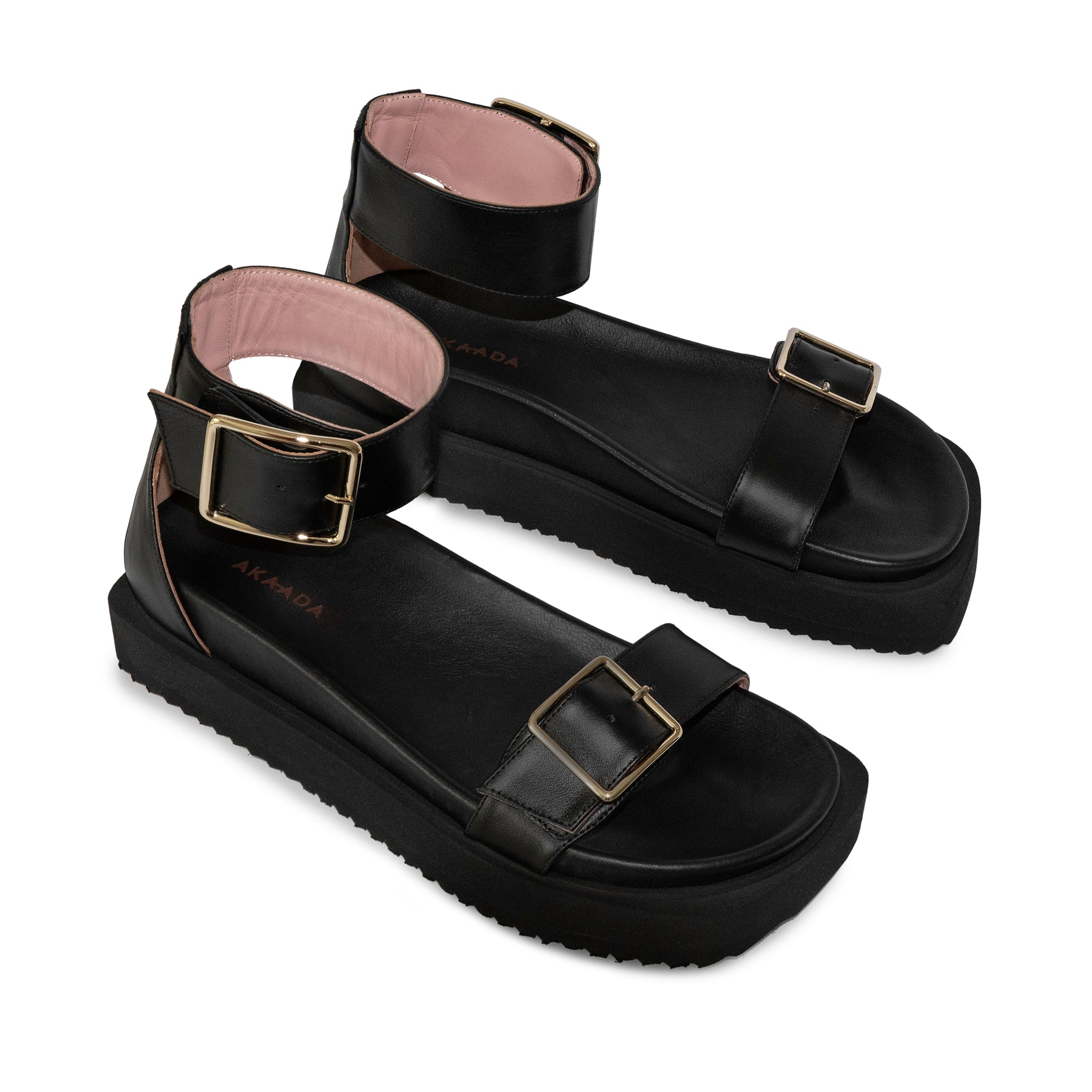 Maru Black Leather Sandals LES7487-BLACK-2
