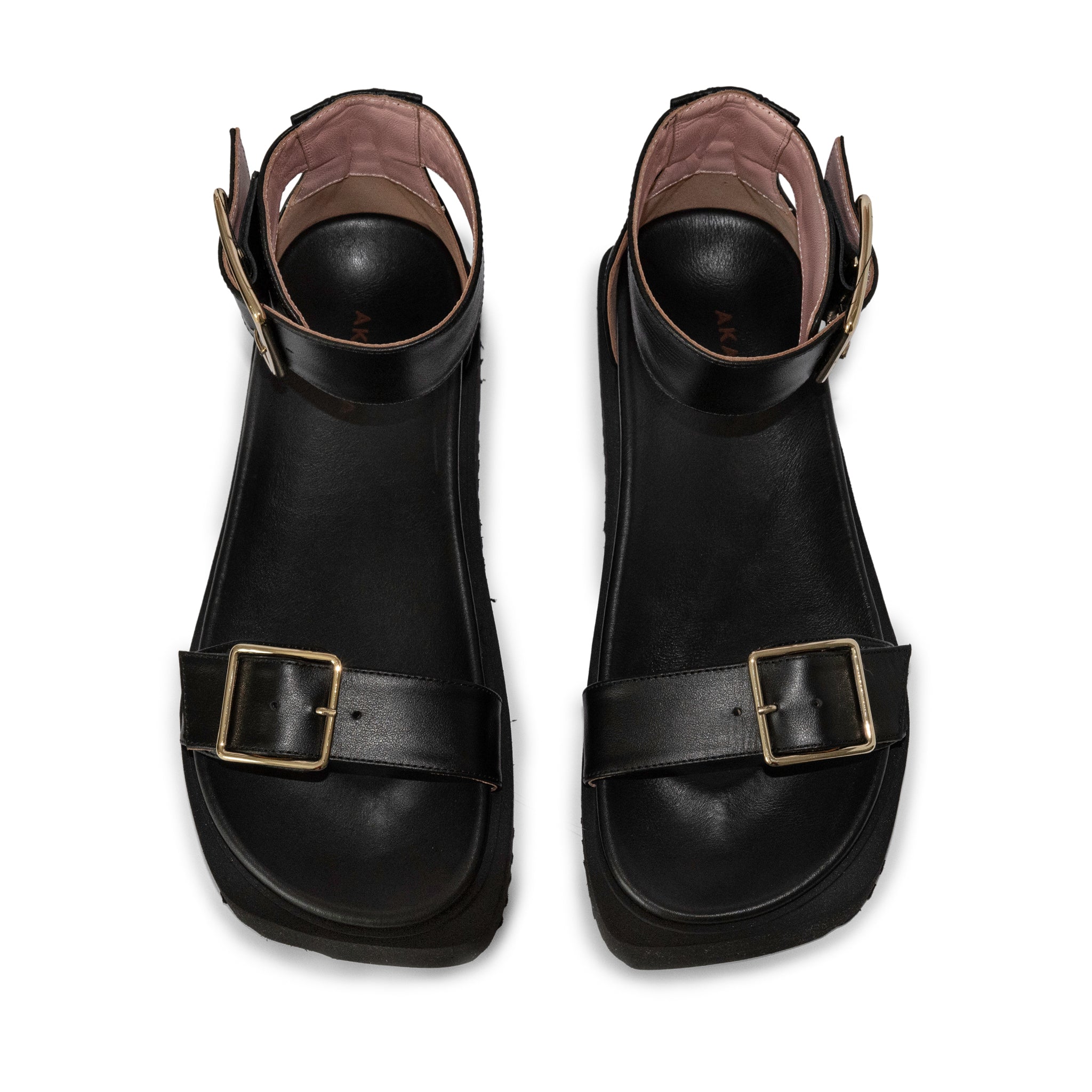 Maru Black Leather Sandals LES7487-BLACK-3