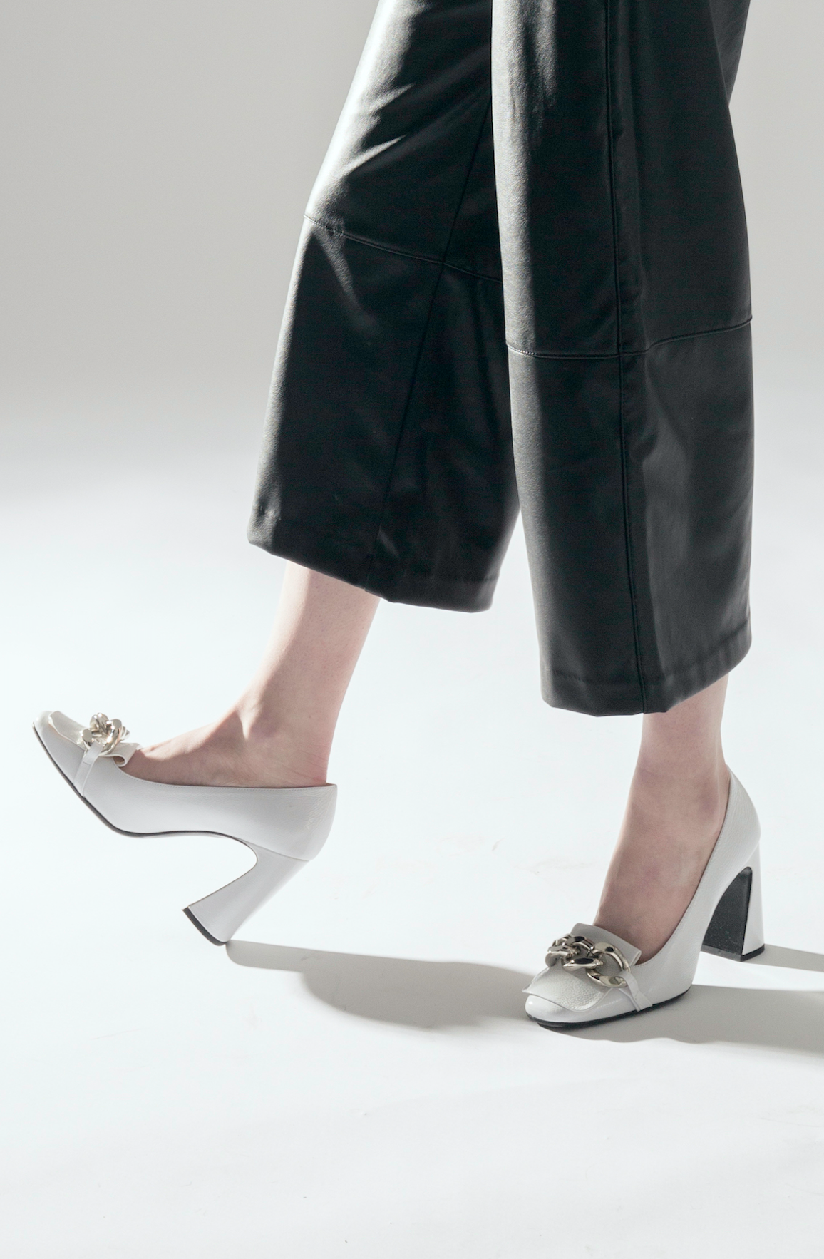 Kaiya White Naplak Shoes Heels - 2