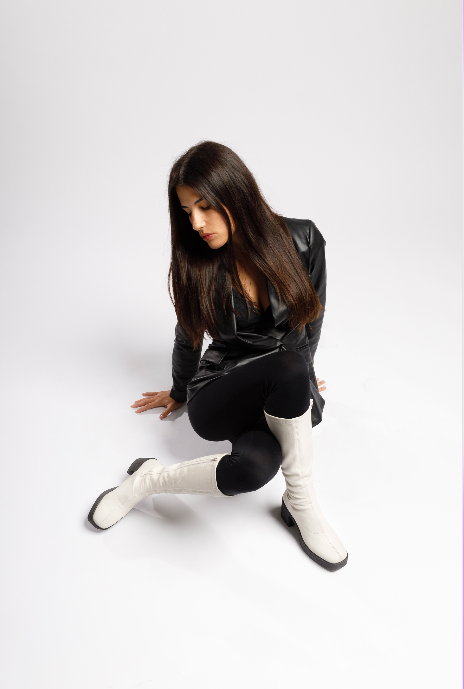 Izumi Off White Stretch Leather Chunky Boots 20077-01-06 - 4