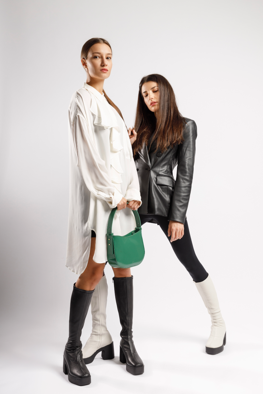 Izumi Off White Stretch Leather Chunky Boots 20077-01-06 - 15