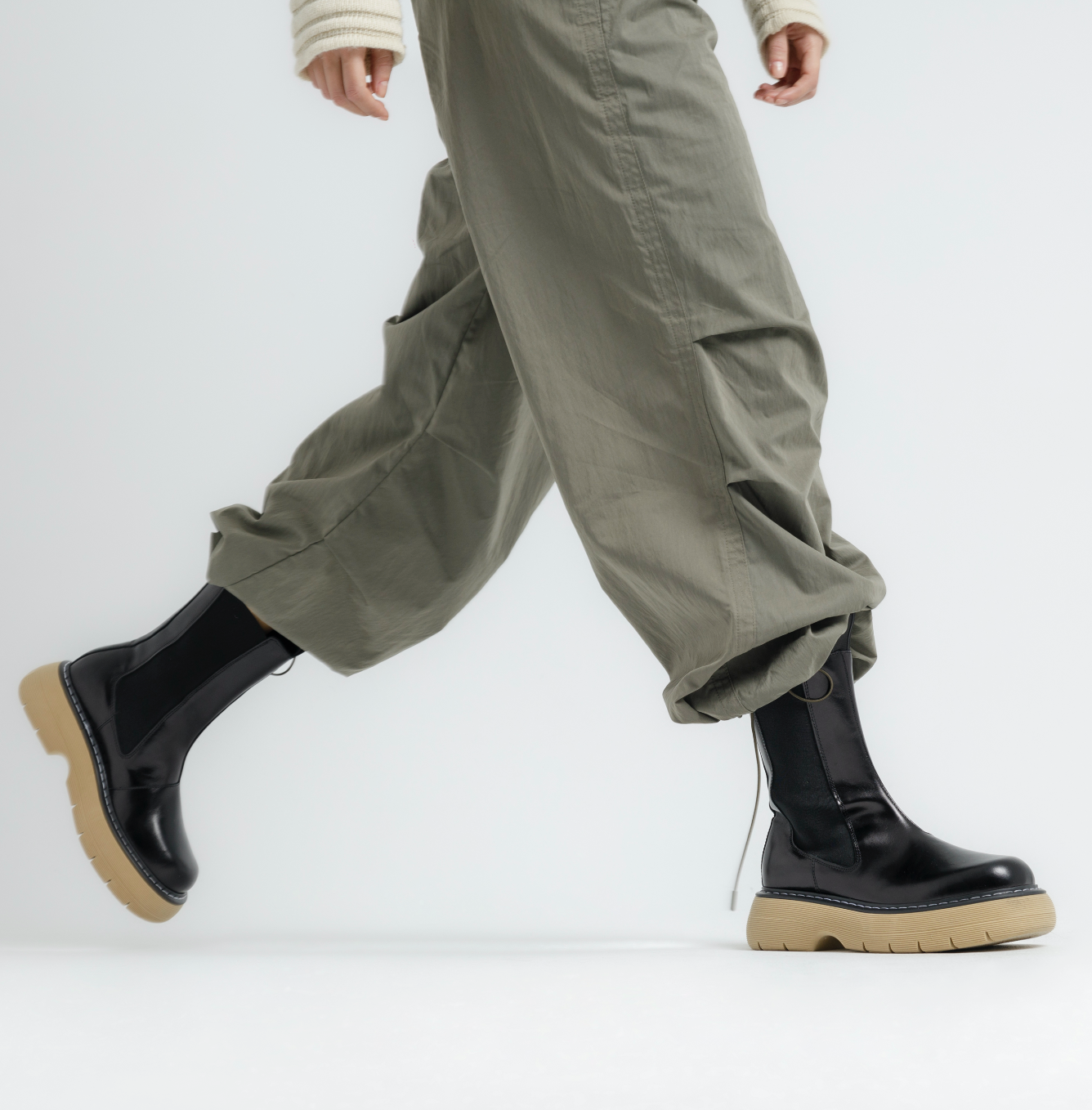 Joy Black Beige High Chelsea Boots LAST1731 -11