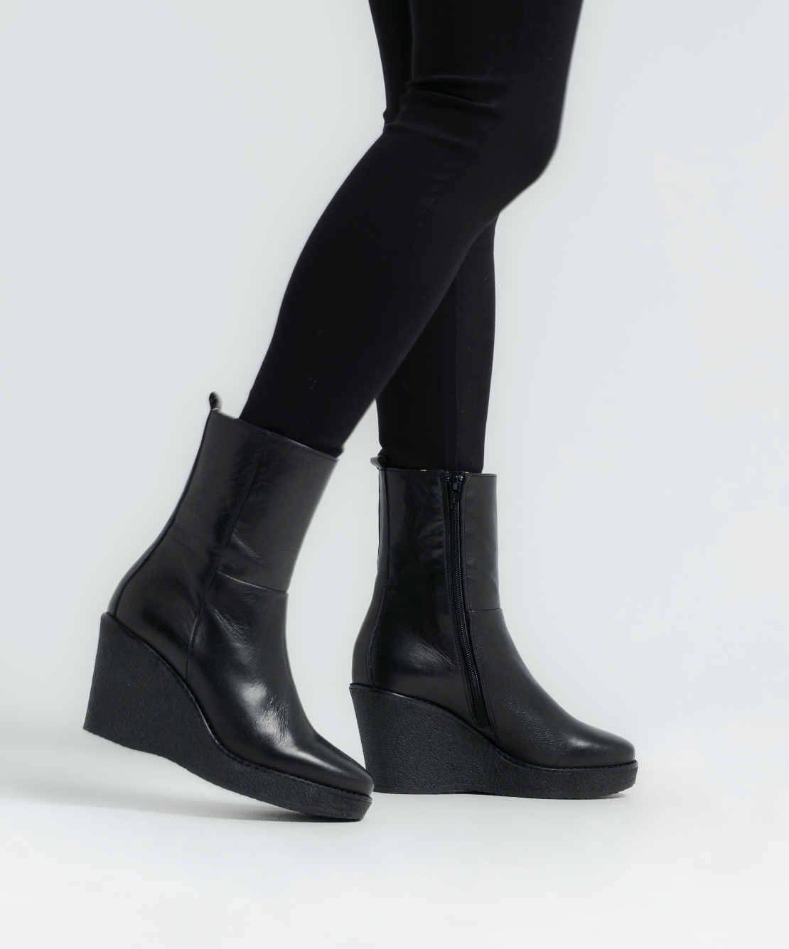 Como Black Platform Leather Boots COMO-BLK - 2a