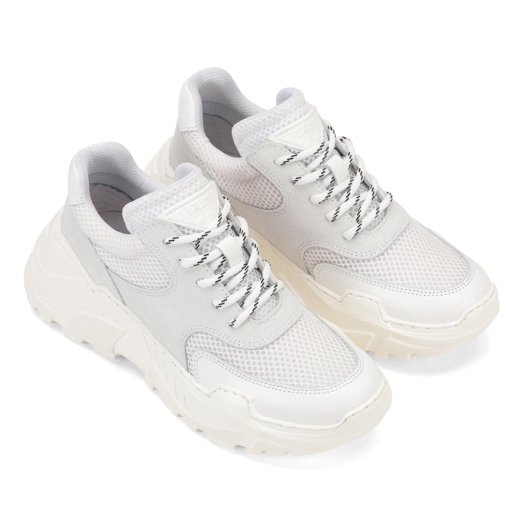 Sprint Mesh White - Light Grey Chunky Sneakers LAST1096 - 2