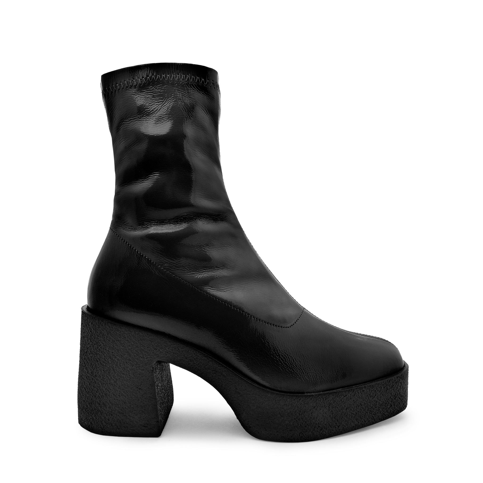 Umi Black Stretch Patent Chunky Ankle Boots 20077-02-12 - 1