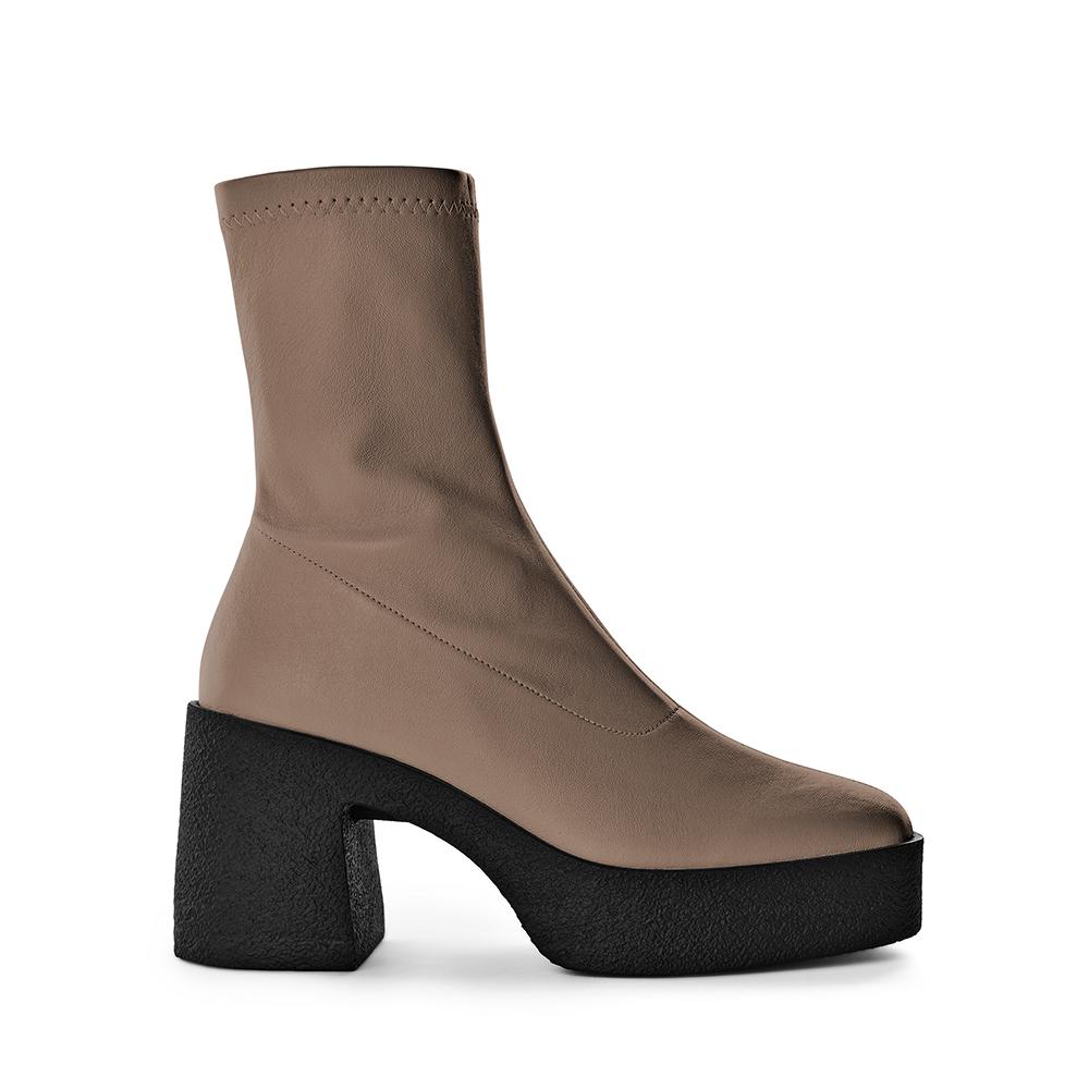Umi Black Stretch Leather Chunky Ankle Boots 20077-02-5-1