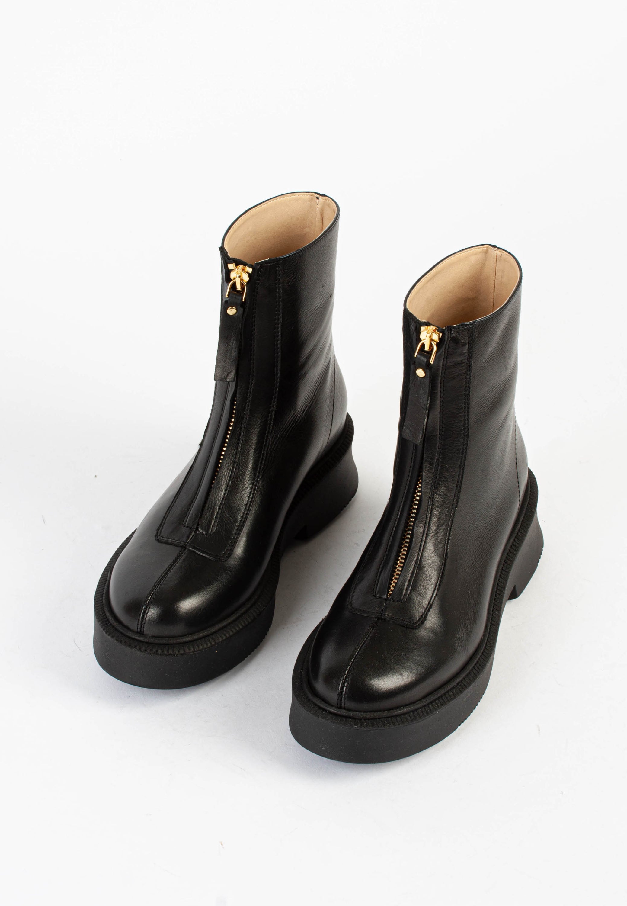 Vela Front Zip All Black Ankle Boots VELA-BLKBLK - 3