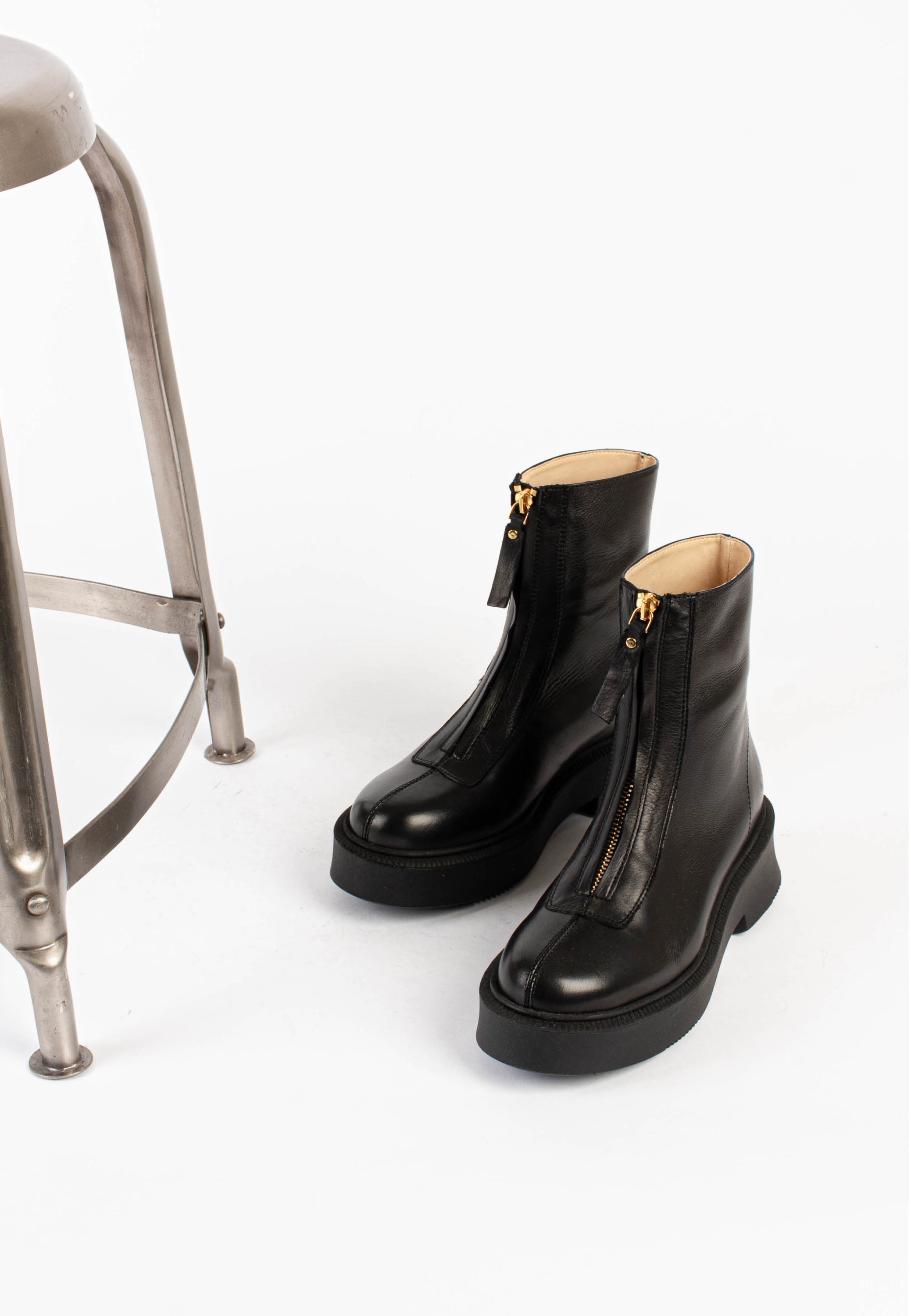 Vela Front Zip All Black Ankle Boots VELA-BLKBLK - 5