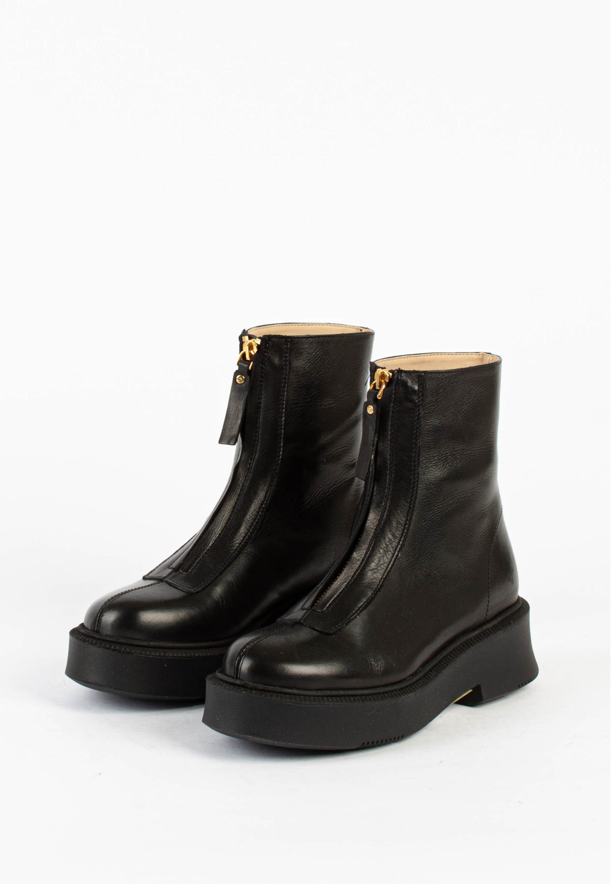 Vela Front Zip All Black Ankle Boots VELA-BLKBLK - 2