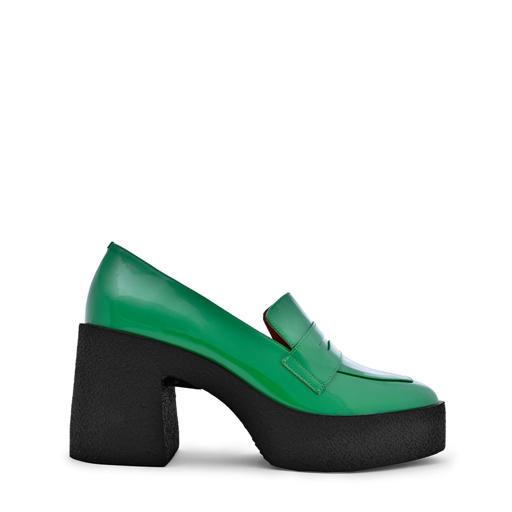 Yoko Forest Green Patent Leather Chunky Loafers 21031-01-08 - 1