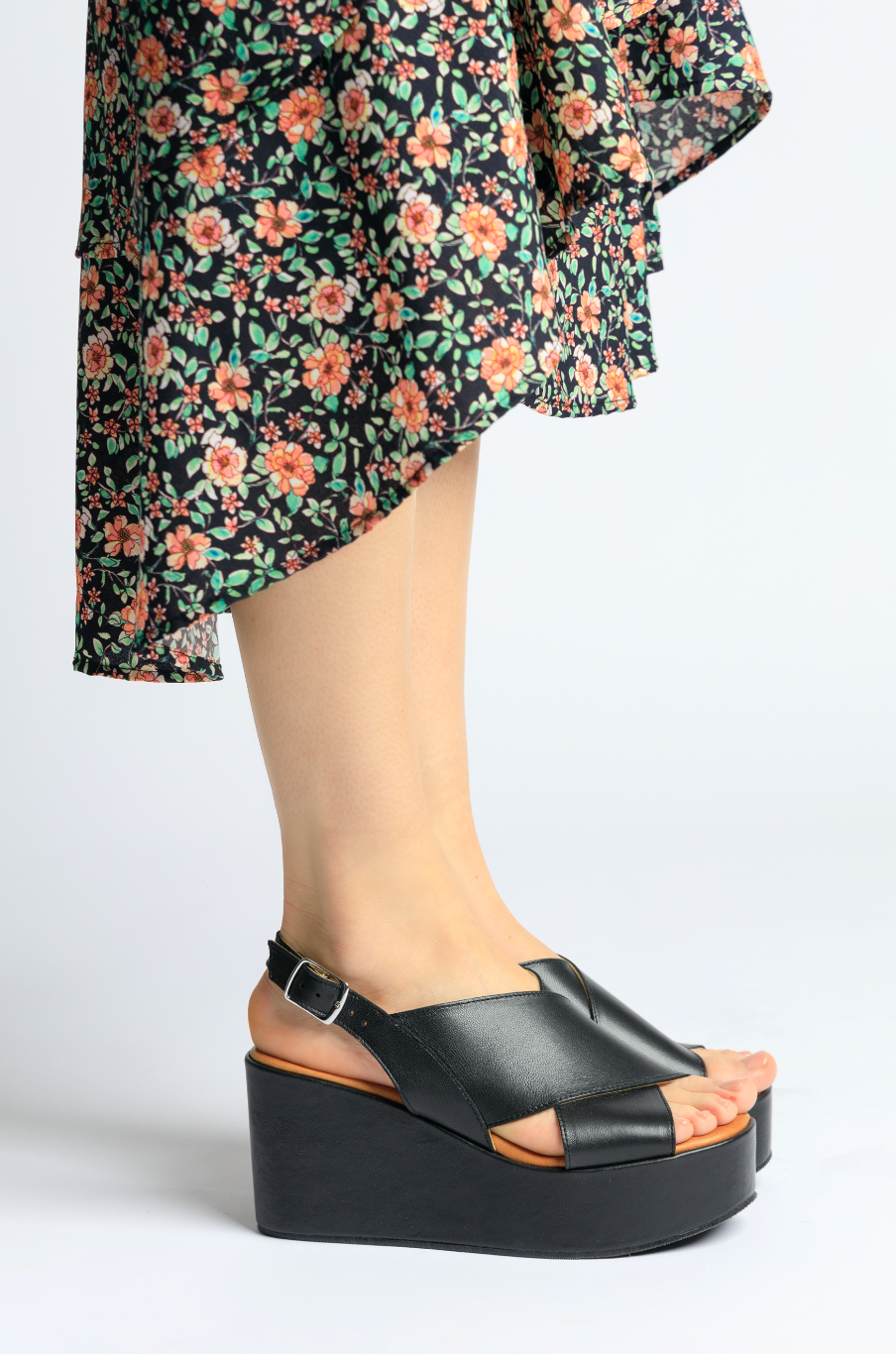 Bianca Black Leather Platfrom Sandals BIANCA-BLACK - 10