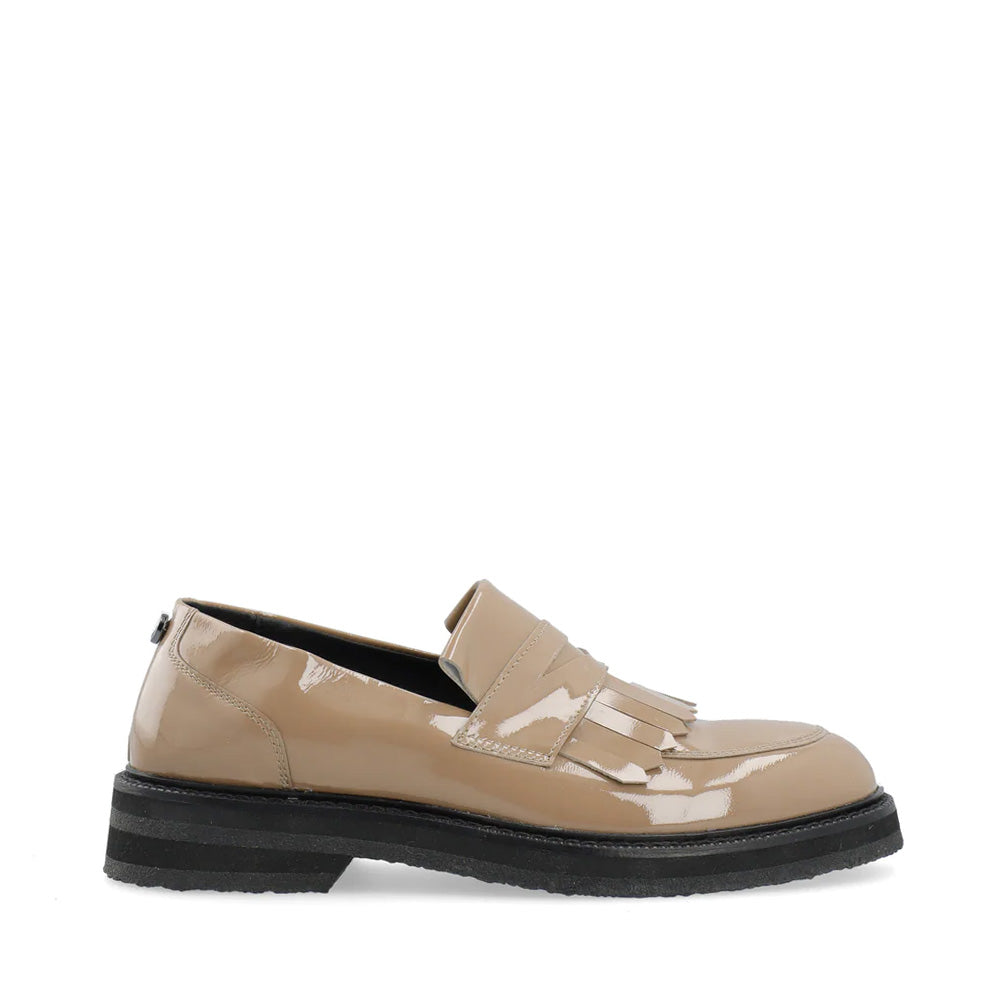 Casbetty Taupe Patent Leather Loafers Tassel