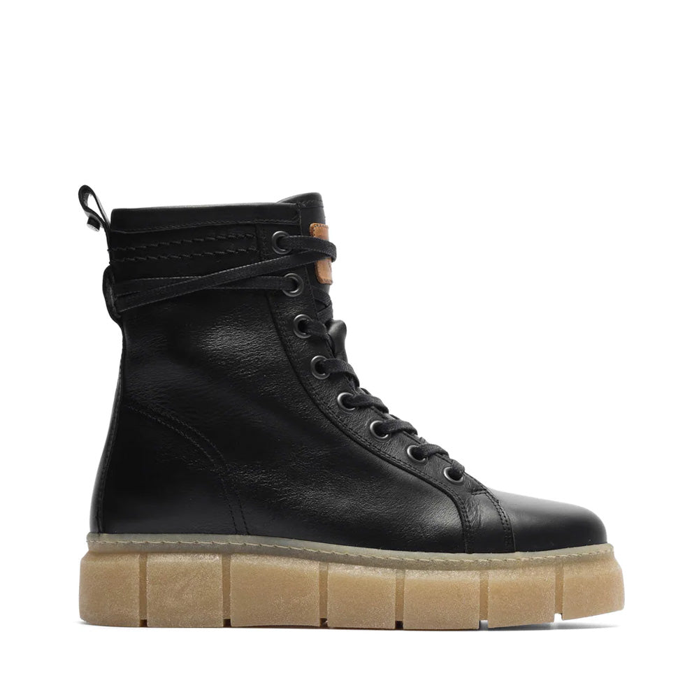 Casflora Black Lace Leather Boots Up