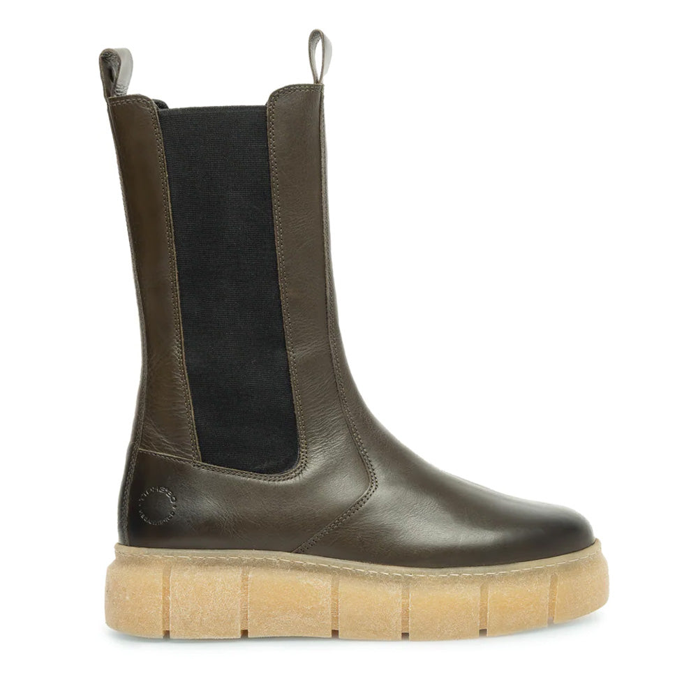 Casflora Olive Chelsea Leather Boots