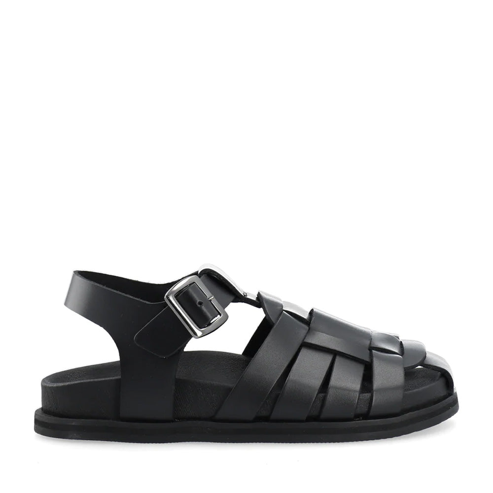 Casjenny Black Leather Sandals Sandals