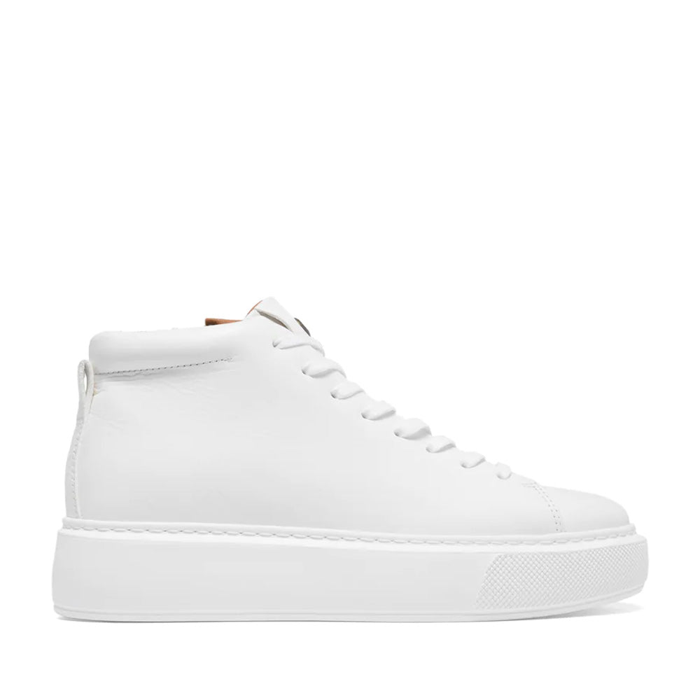 Casida White Lace Leather Boot Sneakers