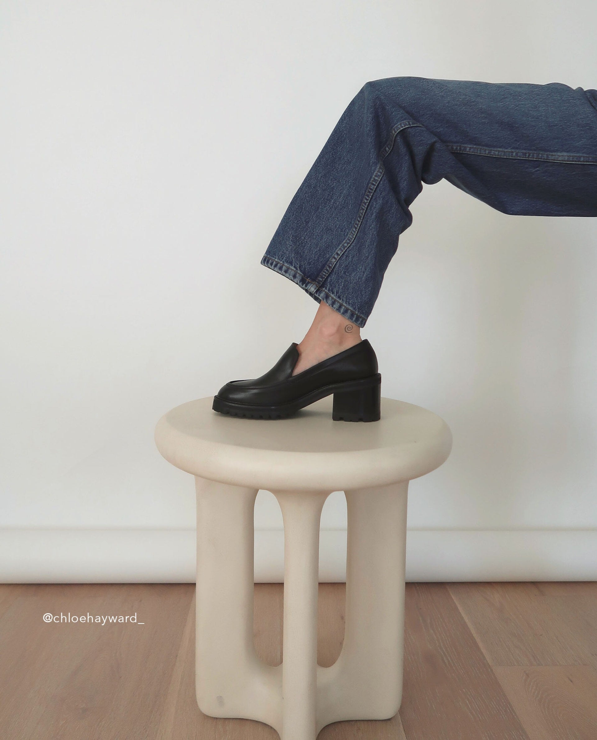 Saga Black Leather Heeled Loafers 22020423501-001-2