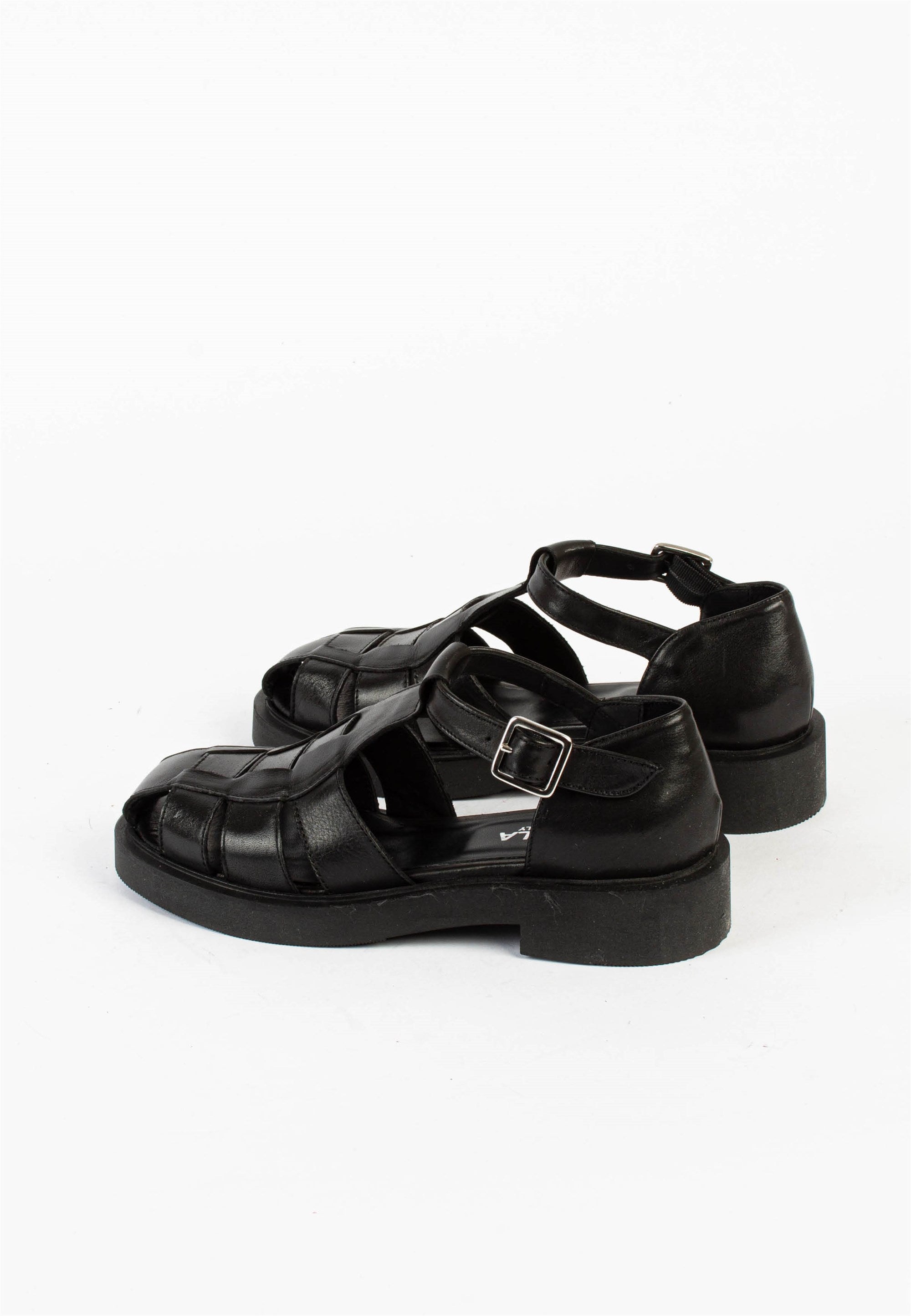 Clara Black Leather Sandals CLARA-BLACK - 8