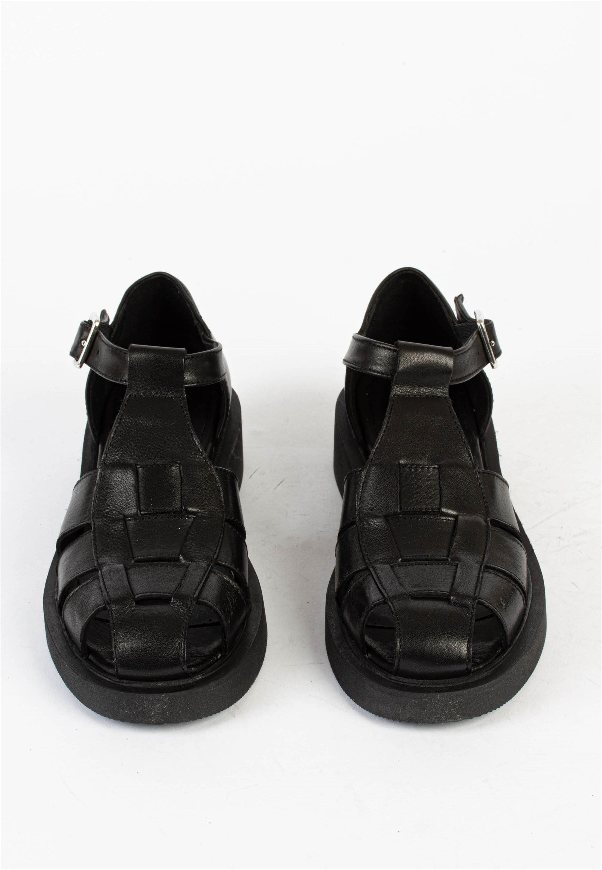 Clara Black Leather Sandals CLARA-BLACK - 3