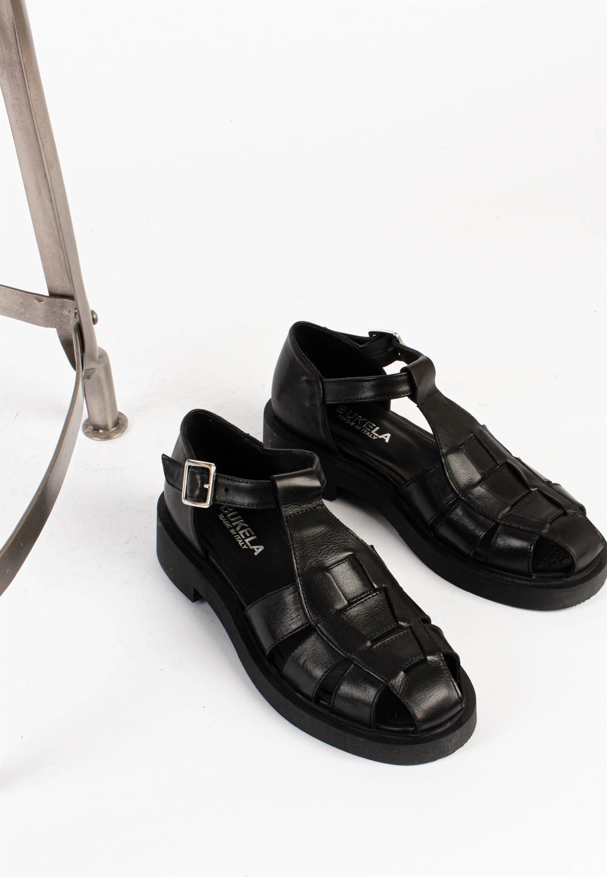 Clara Black Leather Sandals CLARA-BLACK - 7