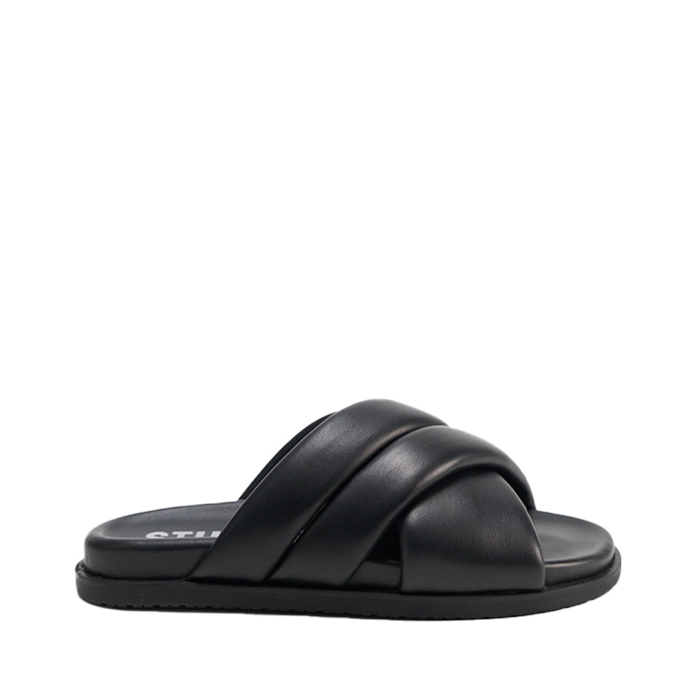 Nappa Black Chunky Slides Sandals CPH726 - 1