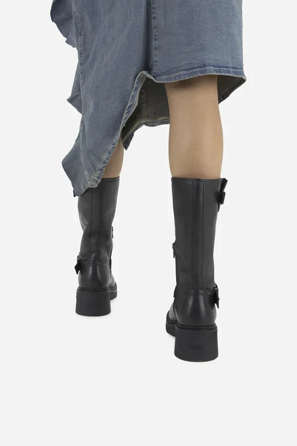 Daffey Black Biker Boots Boots