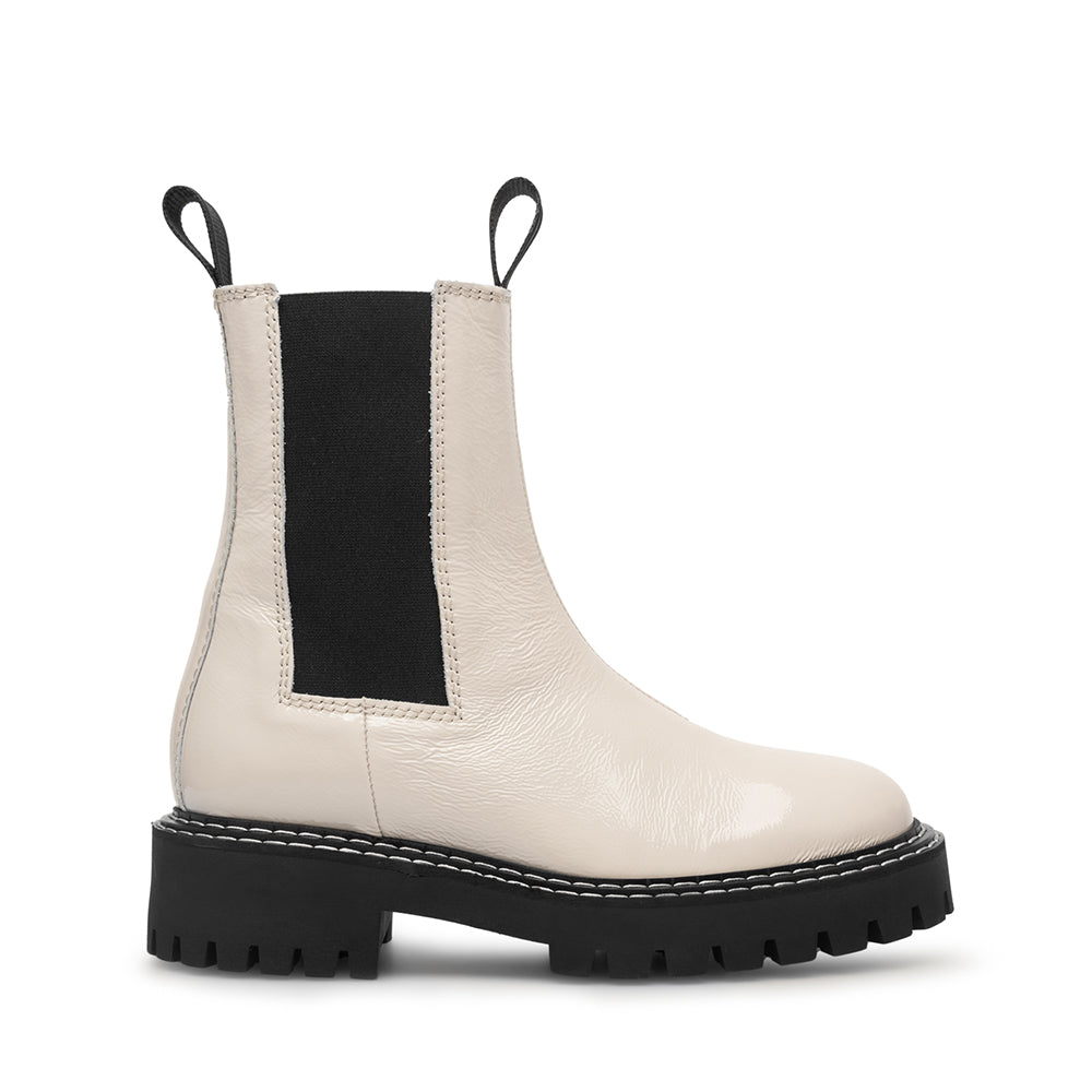 Daze Off White Patent Leather Chelsea Boots LAST1678 - 1