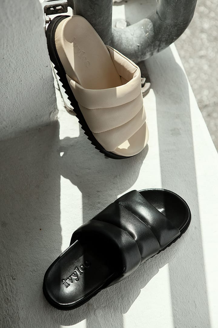 Marley Black Leather Puffy Sandals 22-021-011 - 2