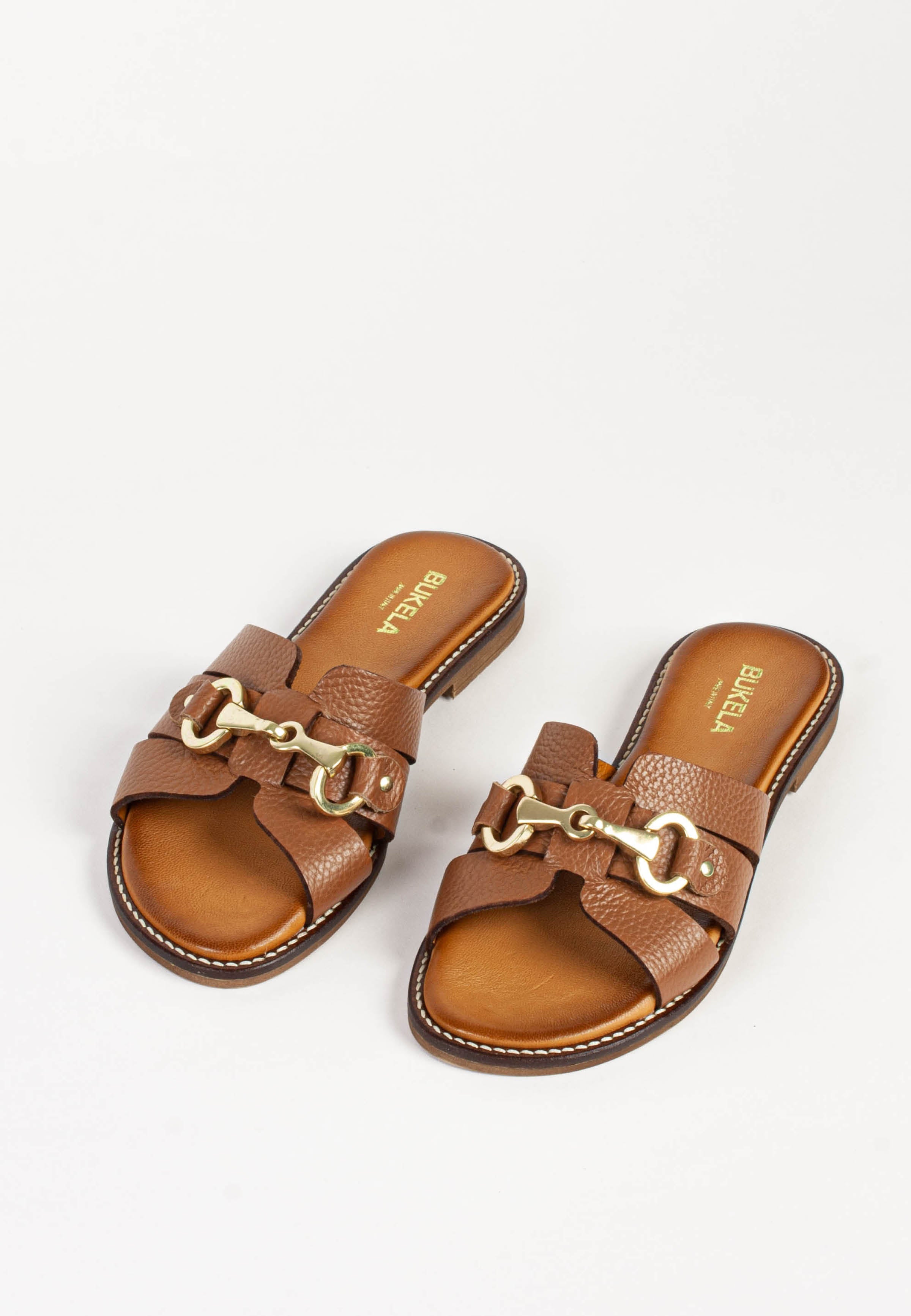 Holly Cognac Leather Slides HOLLY-COGNAC - 2