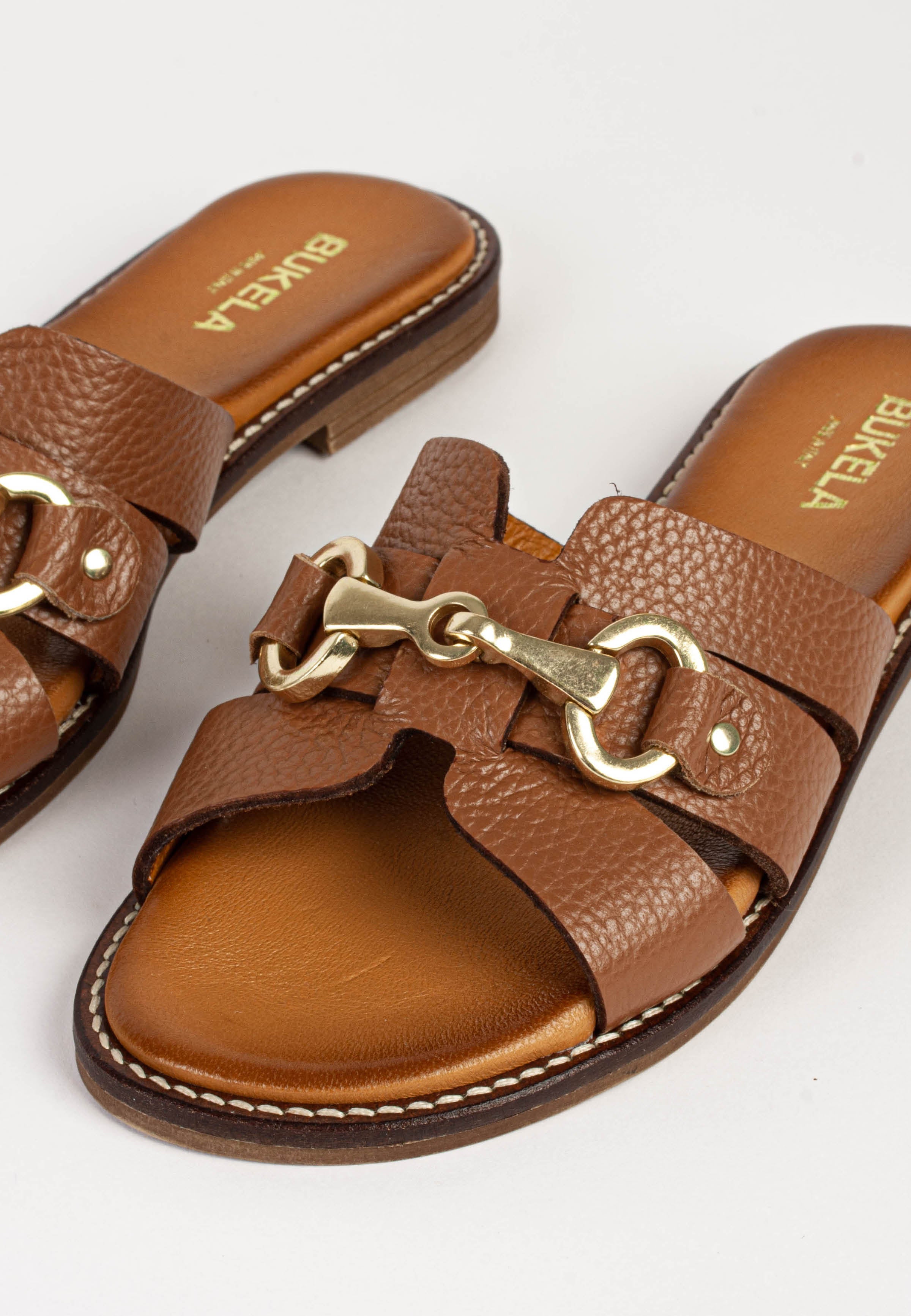 Holly Cognac Leather Slides HOLLY-COGNAC - 3