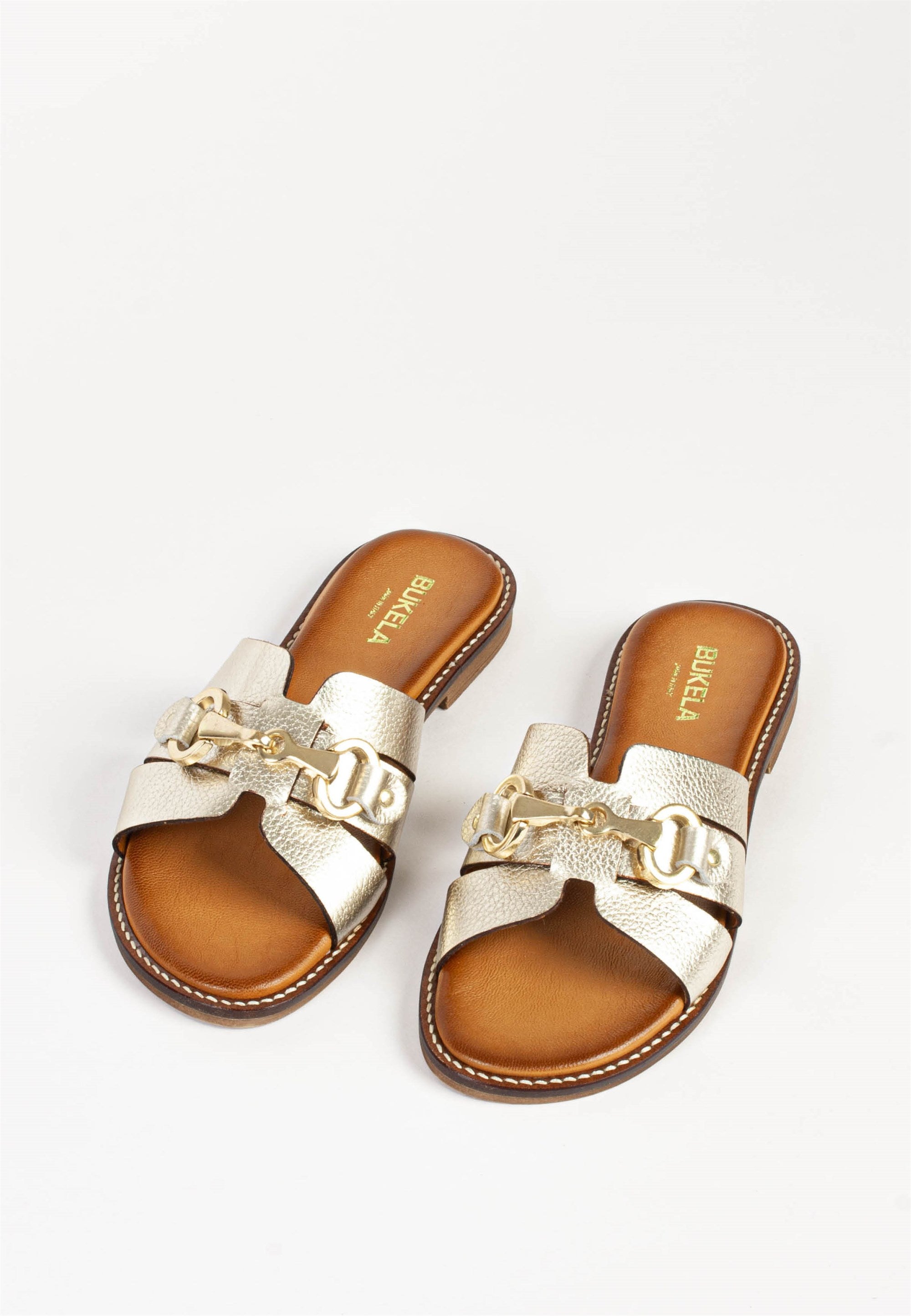 Holly Gold Leather Slides HOLLY-GOLD - 2
