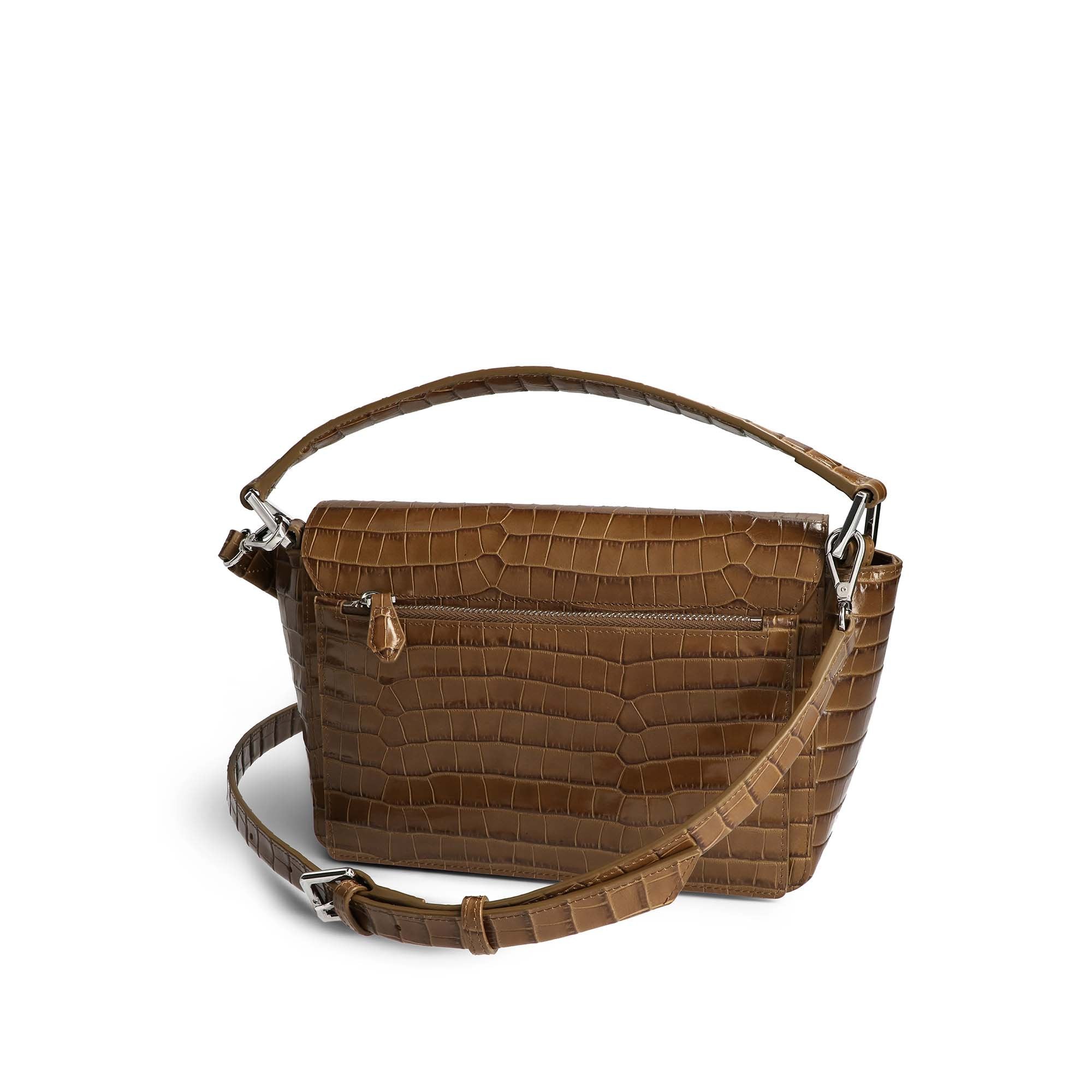 Ikon Croco Olive Brown Shoulder Bag Bags