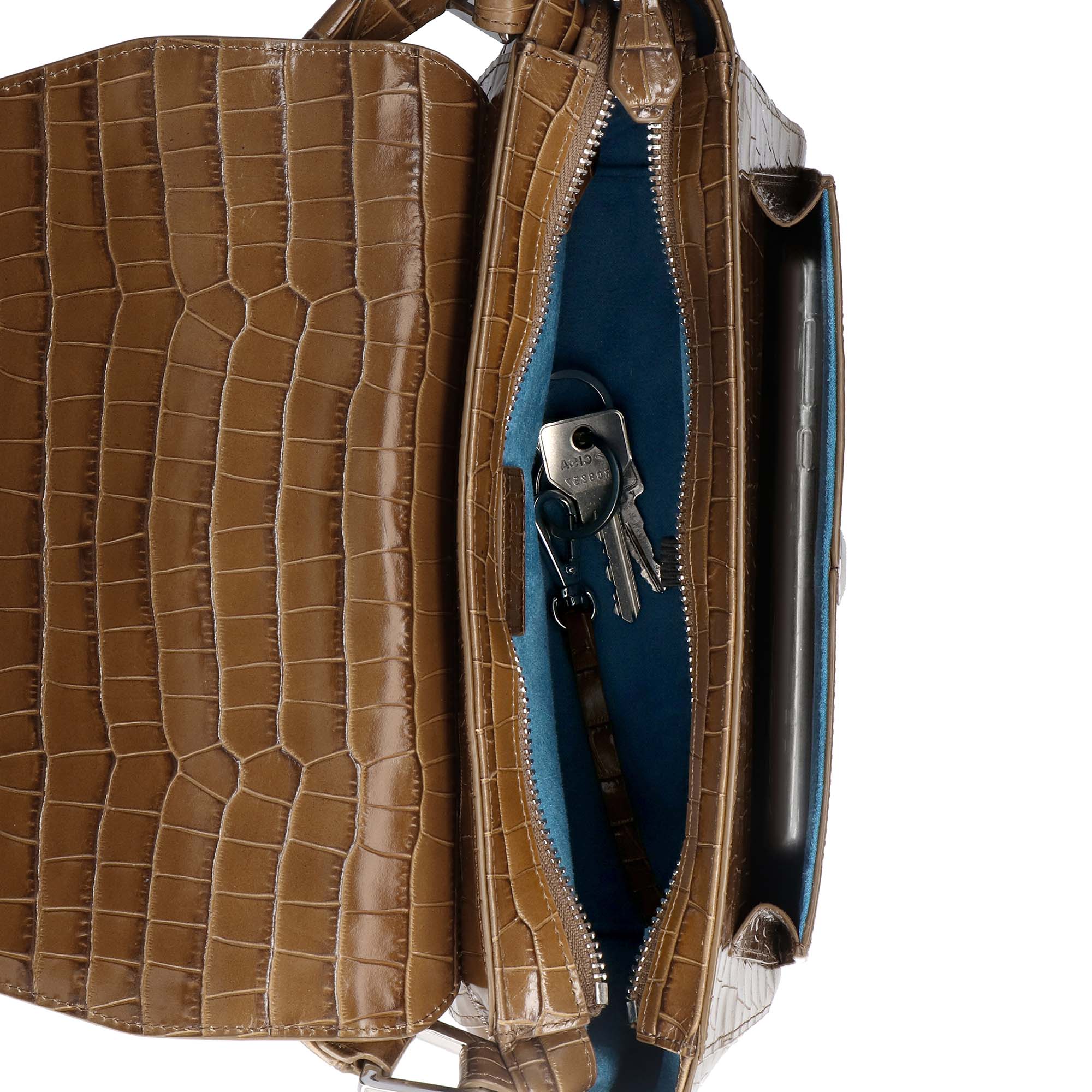 Ikon Croco Olive Brown Shoulder Bag Bags