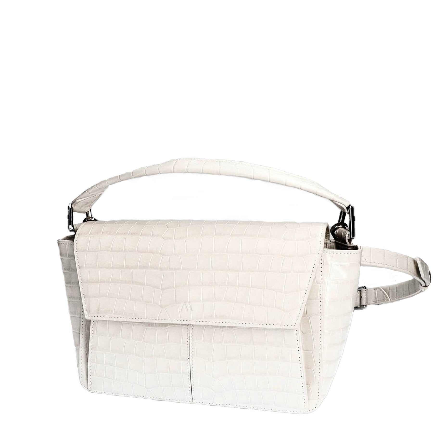 Ikon Croco Stone White Shoulder Bag Bags