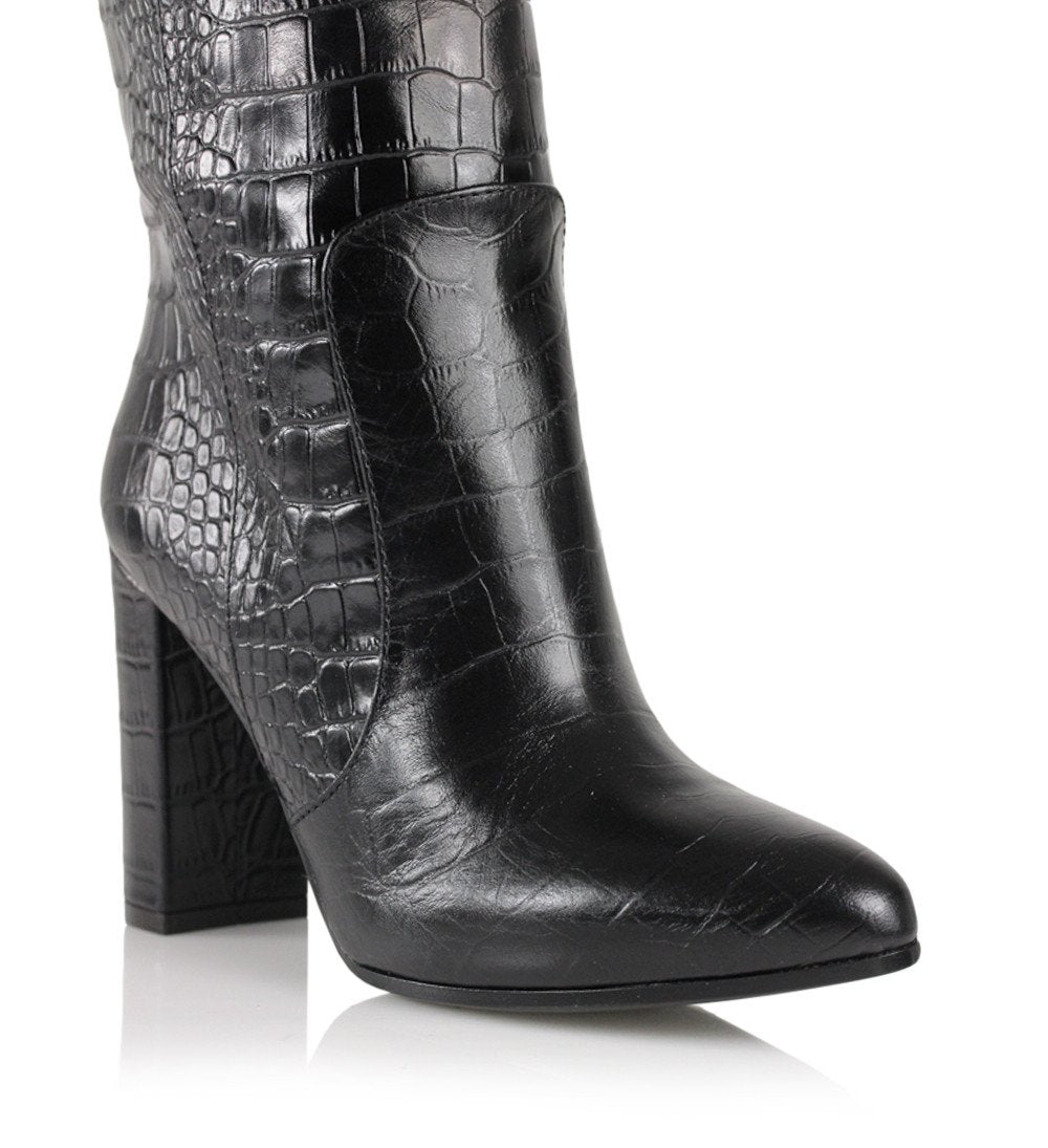 Brigitte Black Croco Boots 3172_Black - 4