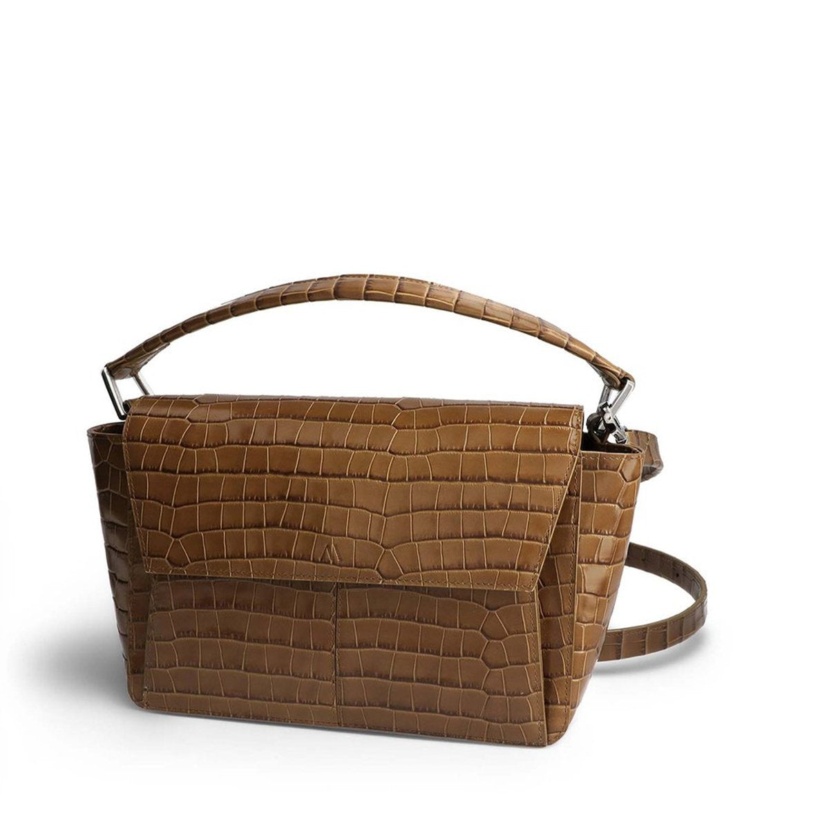 Ikon Croco Olive Brown Shoulder Bag Bags