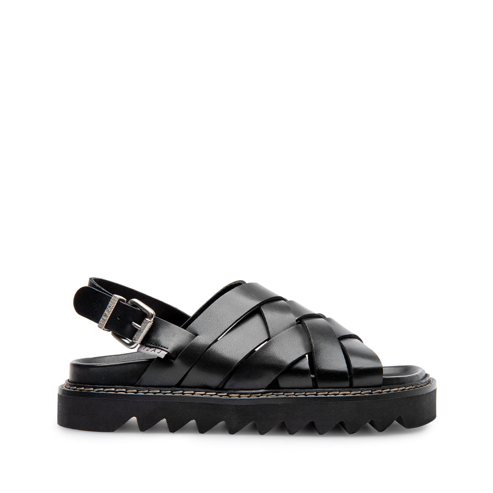 Maggie Black Leather Chunky Sandals LAST1553 - 1