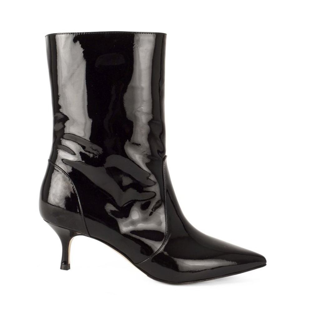 Marla Pitch Black Patent Leather Pull-on Boots