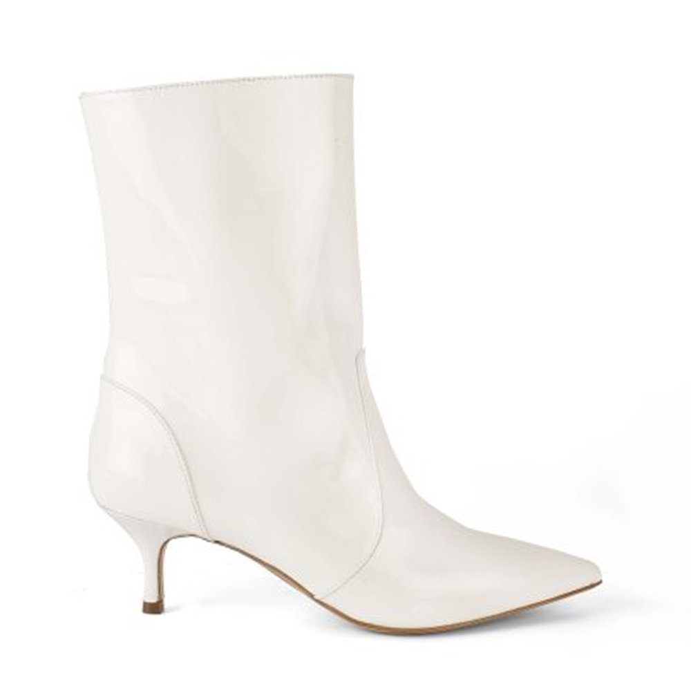 Marla Milk White Patent Leather Pull-on Boots