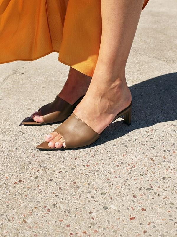 Serranova Khaki Brown Heeled Sandals - 5