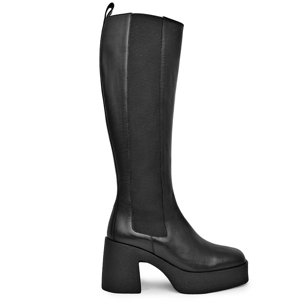 Momoko Black Knee-High Leather Chelsea Boots 20077-05-01 - 1