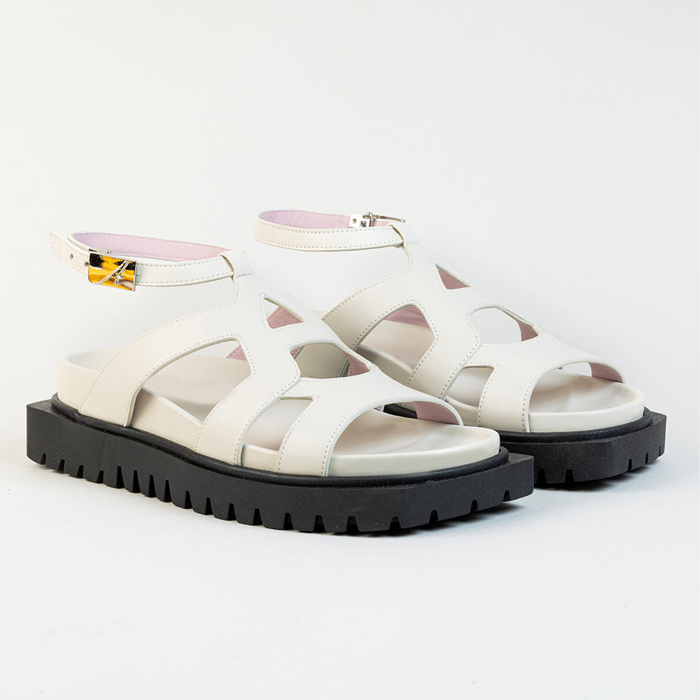 Nami Off White Leather Sandals AMA1002-OFFWHITE - 2