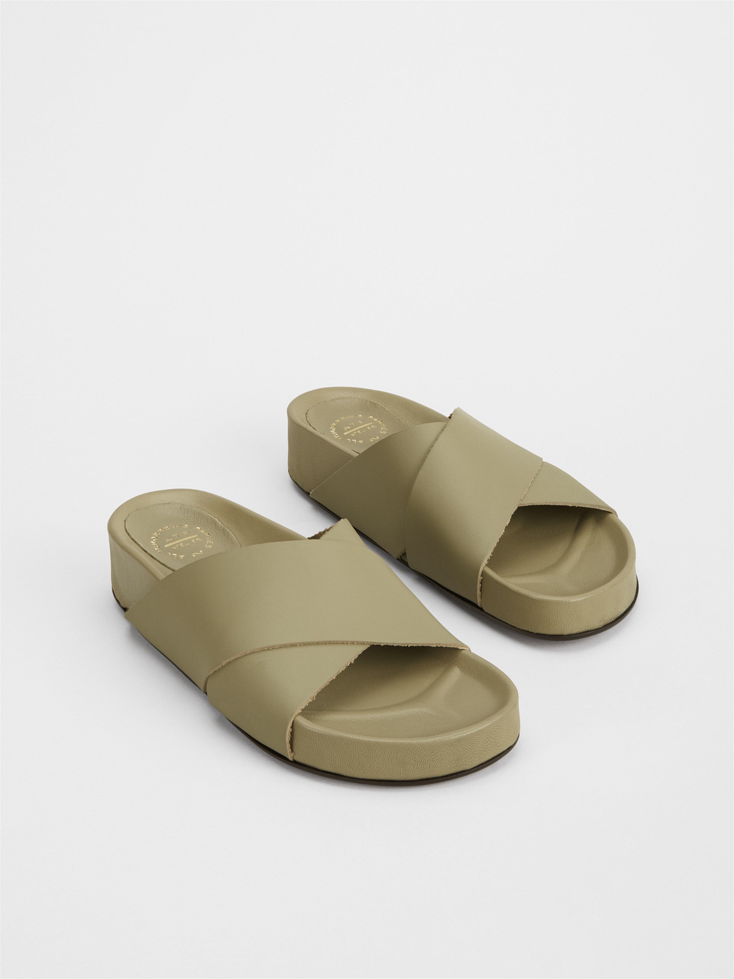 Urbino Sage Green Leather Flat Sandals 111697 - 2
