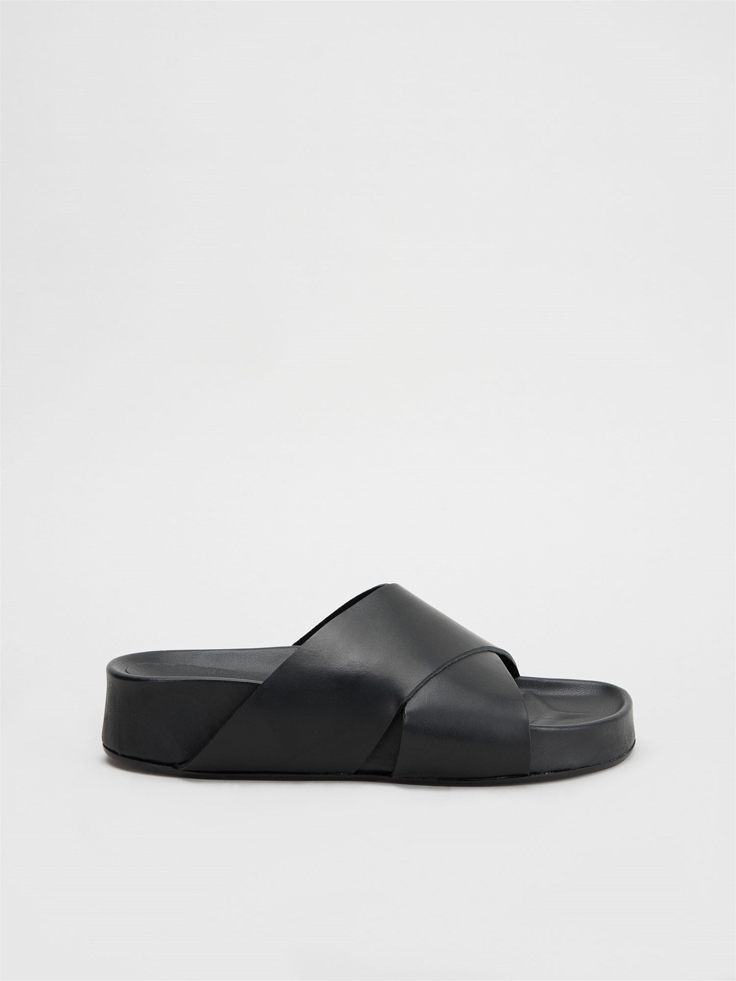 Urbino Black Leather Flat Sandals 111369 - 5