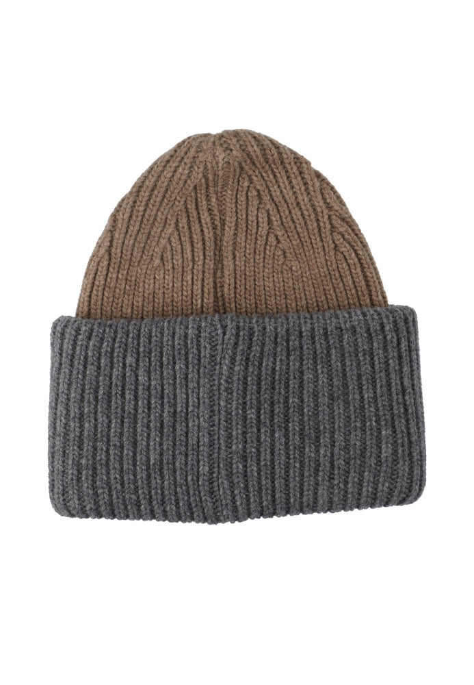 LÄST Oversize Beanie Hood Latte/Grey Melange