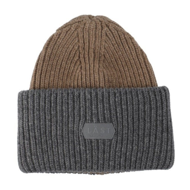 LÄST Oversize Beanie Hood Latte/Grey Melange