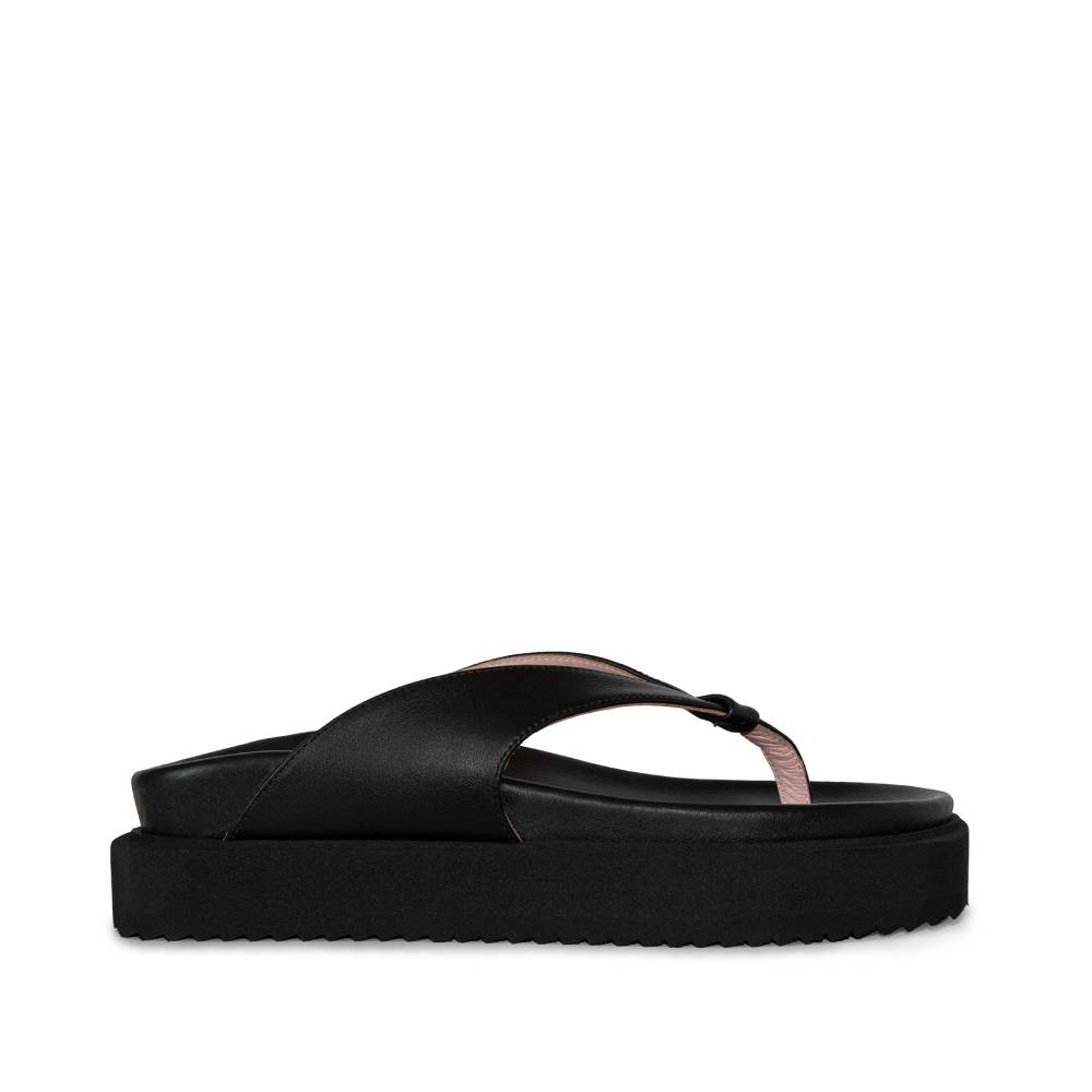 Sora Black Leather Sandals LES23127-BLACK - 1