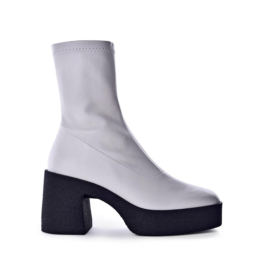 Umi Off White Stretch Leather Chunky Ankle Boots 20077-02-06 - 1