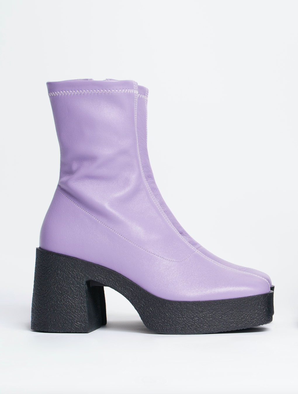 Umi Pastel Lilac Stretch Leather Chunky Ankle Boots 20077-02-11 - 9