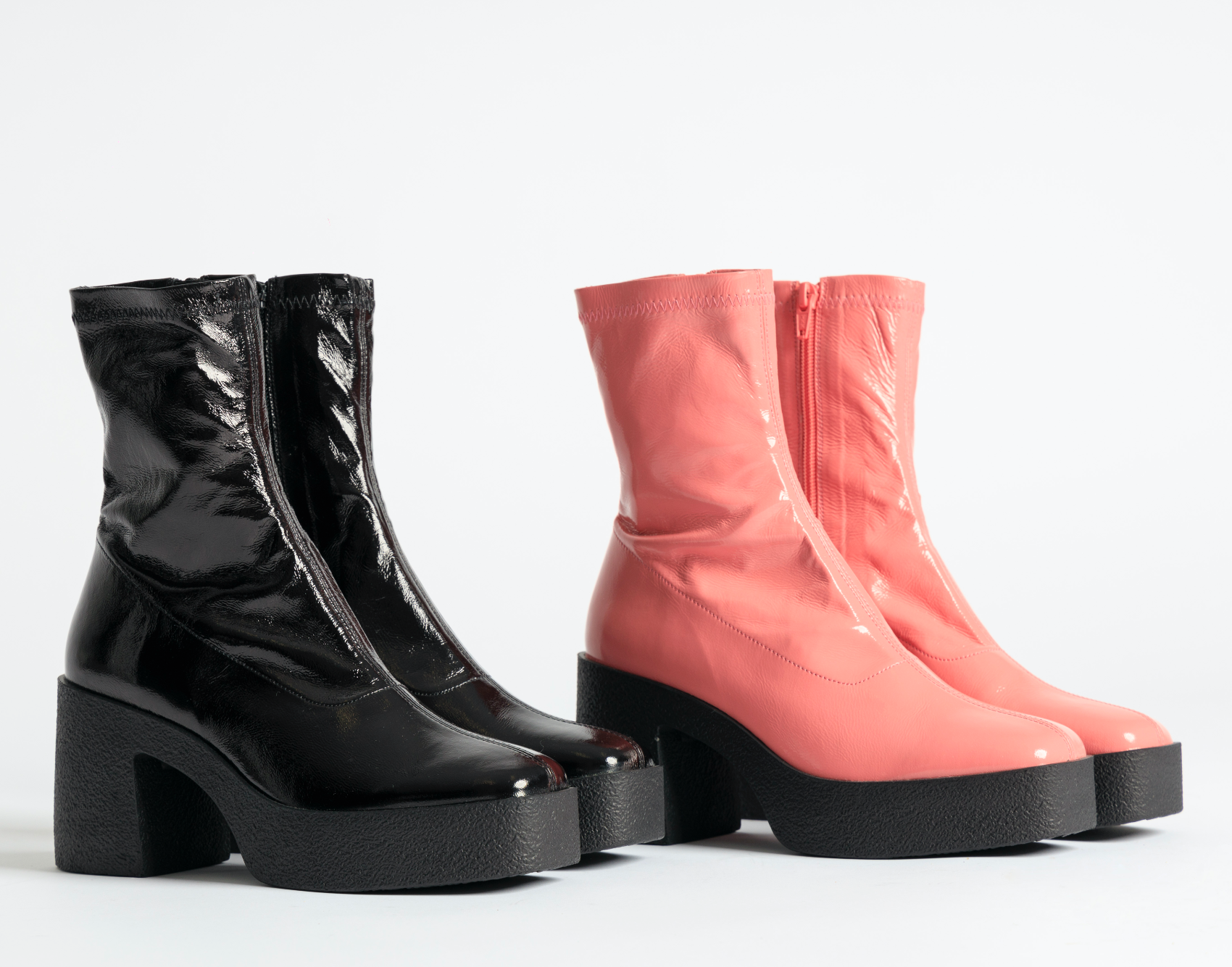 Umi Black Stretch Patent Chunky Ankle Boots 20077-02-12 - 15